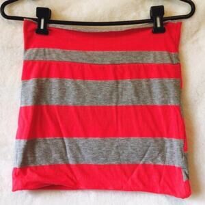 Yetts Los Angeles Neon Pink & Gray Striped Skirt